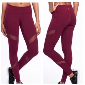Old Navy Mesh Panel Active Leggings Plum, Sz M